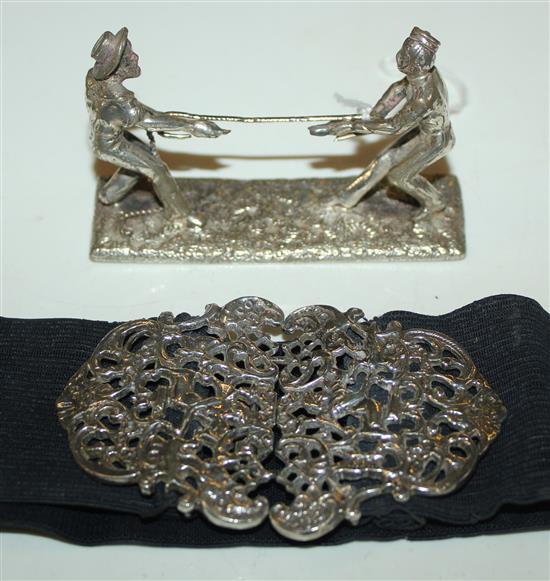 Silver nurses buckle and plated knife rest